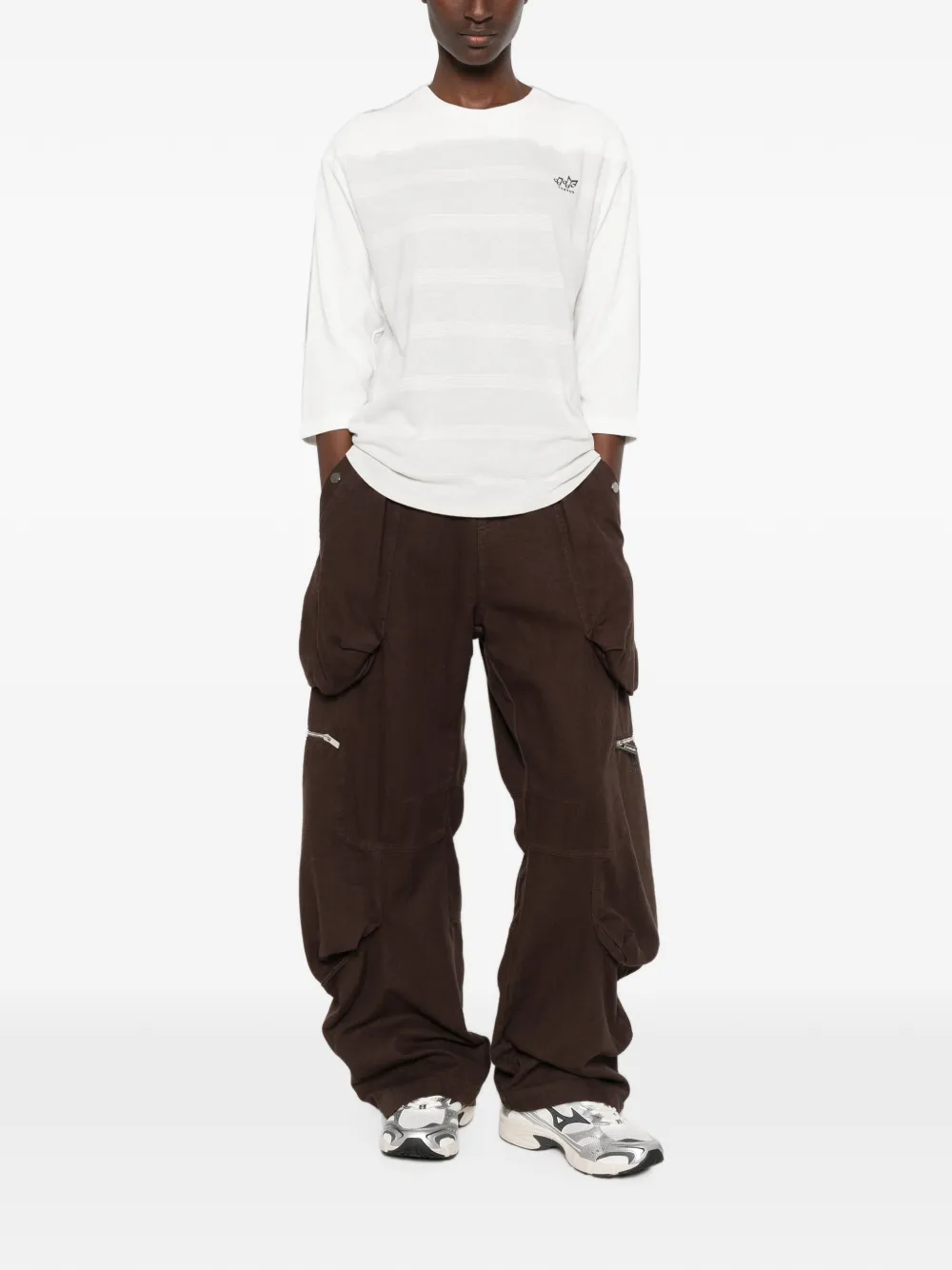 Kenzo Gestreepte top met cropped mouwen Wit