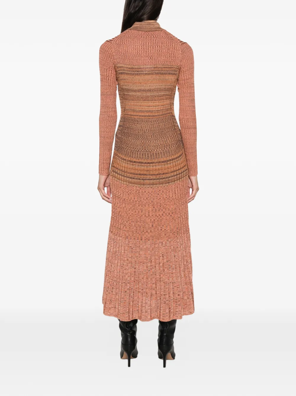 ZIMMERMANN ribbed-knit polo-collar midi dress Oranje
