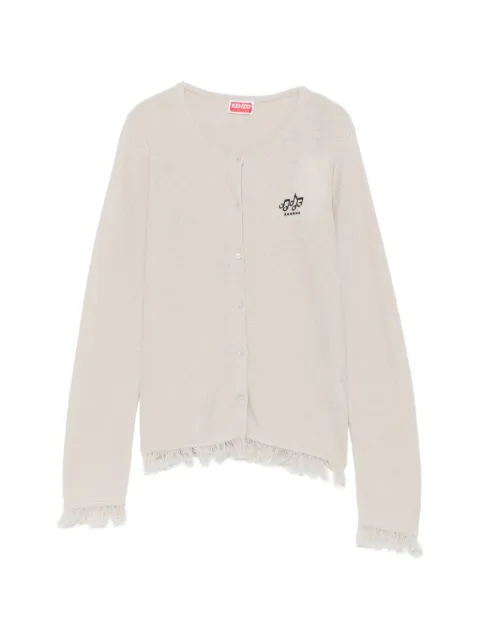 Kenzo Cardigan com logo bordado e acabamento de franjas