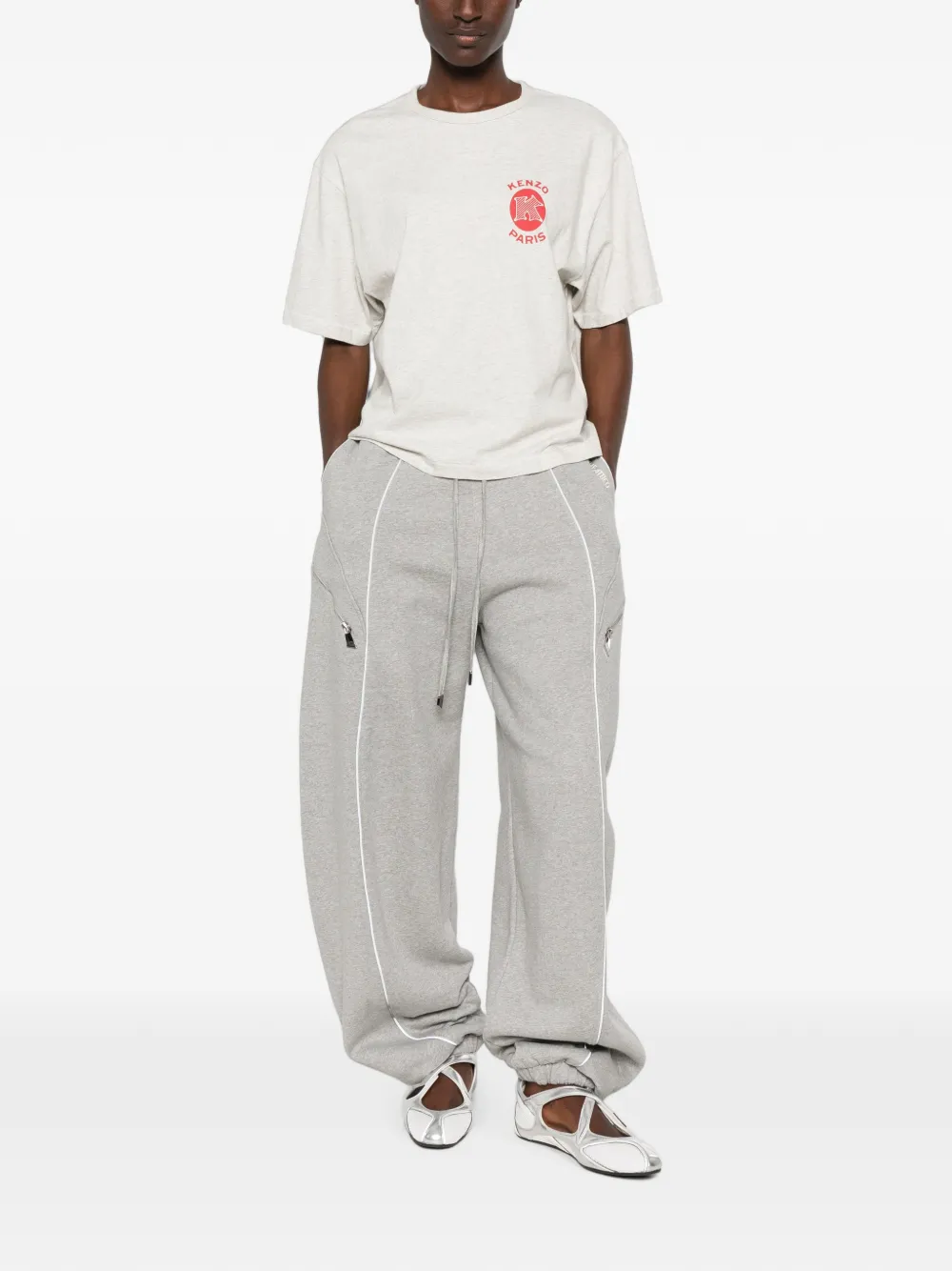 Kenzo Paris Emblem T-shirt met logo-print Grijs