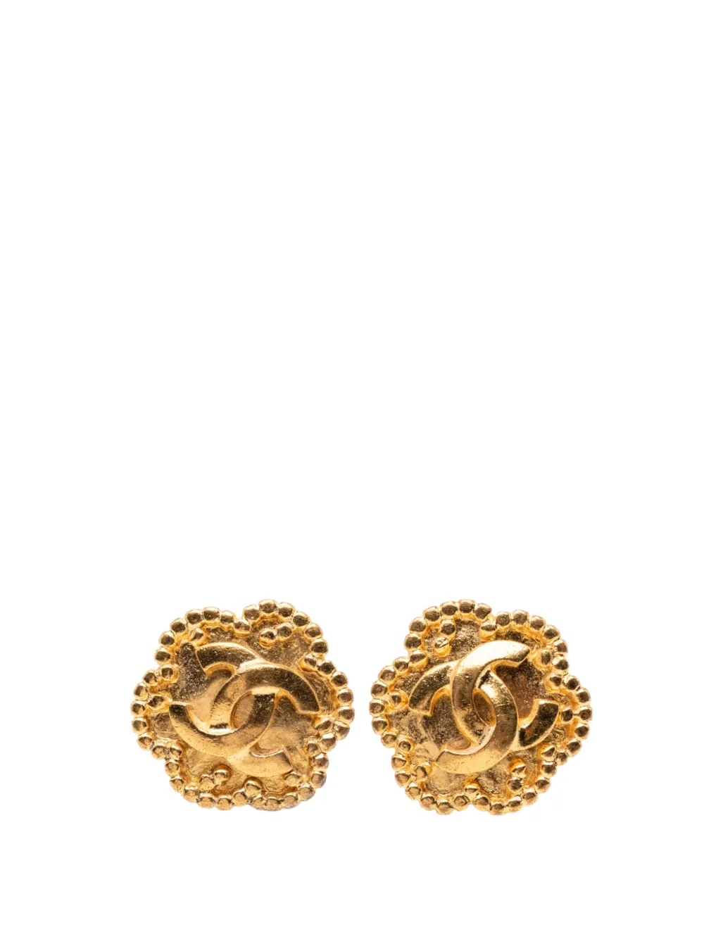 CHANEL Pre-Owned 1996 CC Gold Plated Flower Clip On Earrings costume earrings - Oro