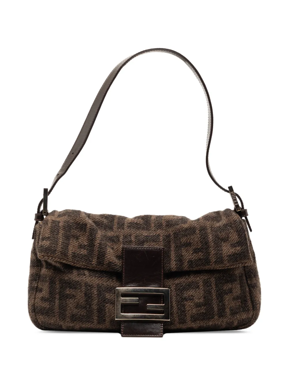 Fendi Pre-Owned 2000-2010 Mini Zucca Wool Baguette shoulder bag - Marrone