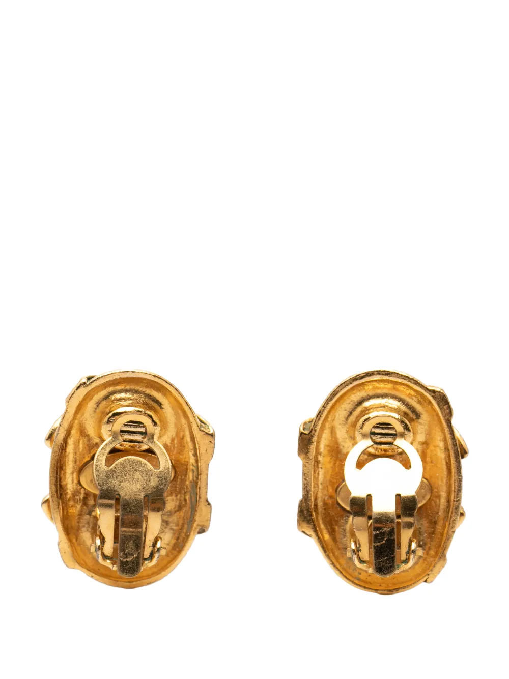  Chanel Pre-owned Boucles D'oreilles Fantaisie Ovales En Plaqué Or à Logo Cc Avec Fermoir Clip (1994) 