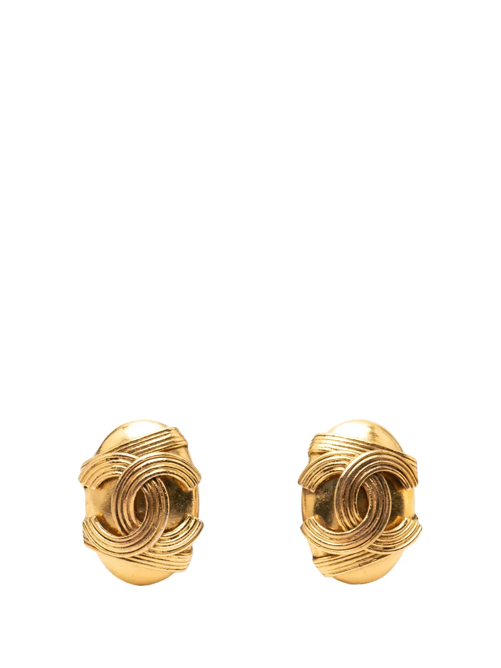 CHANEL Pre-Owned 1994 CC Gold Plated Oval Clip on Earrings costume earrings - Oro