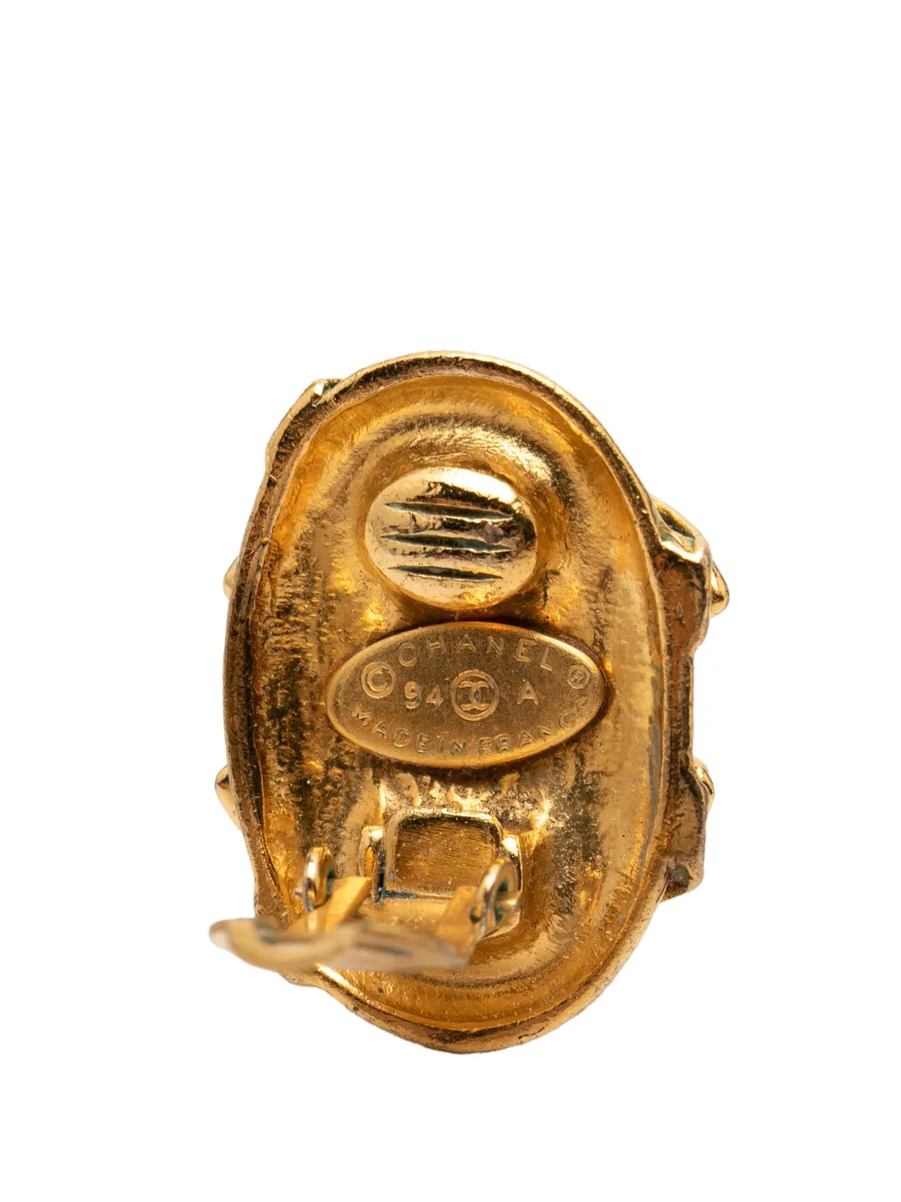  Chanel Pre-owned Boucles D'oreilles Fantaisie Ovales En Plaqué Or à Logo Cc Avec Fermoir Clip (1994) 