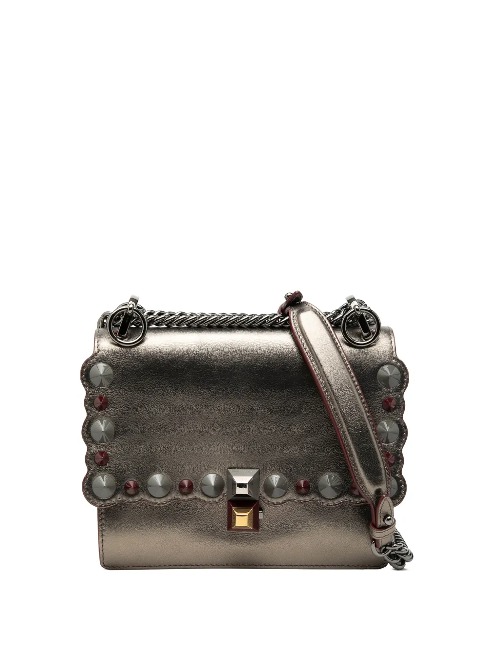 Fendi Pre-Owned 2000-2010 Mini Scalloped Metallic Studded Leather Kan I crossbody bag - Oro
