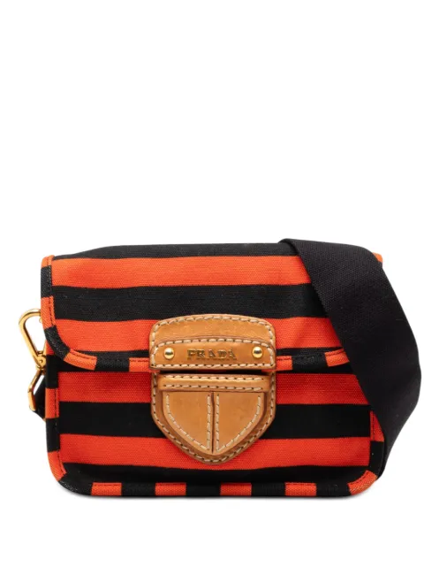 Prada Pre-Owned bandolera messenger Righe a rayas de lona con motivo Canapa 2013-2025