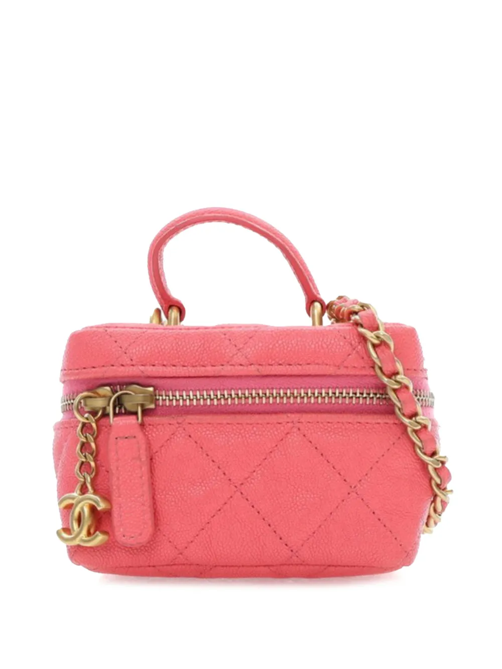 CHANEL Pre-Owned 2021 Mini CC Caviar Top Handle Vanity Case satchel - Rosa