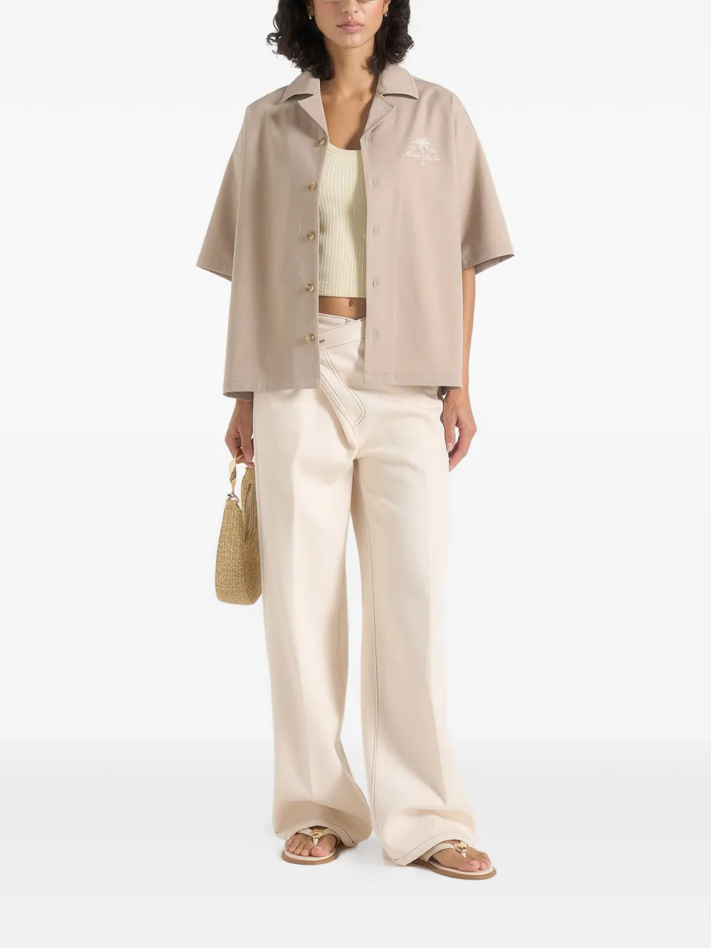 Manière De Voir Alexis Cote d'Azur boxy shirt Beige