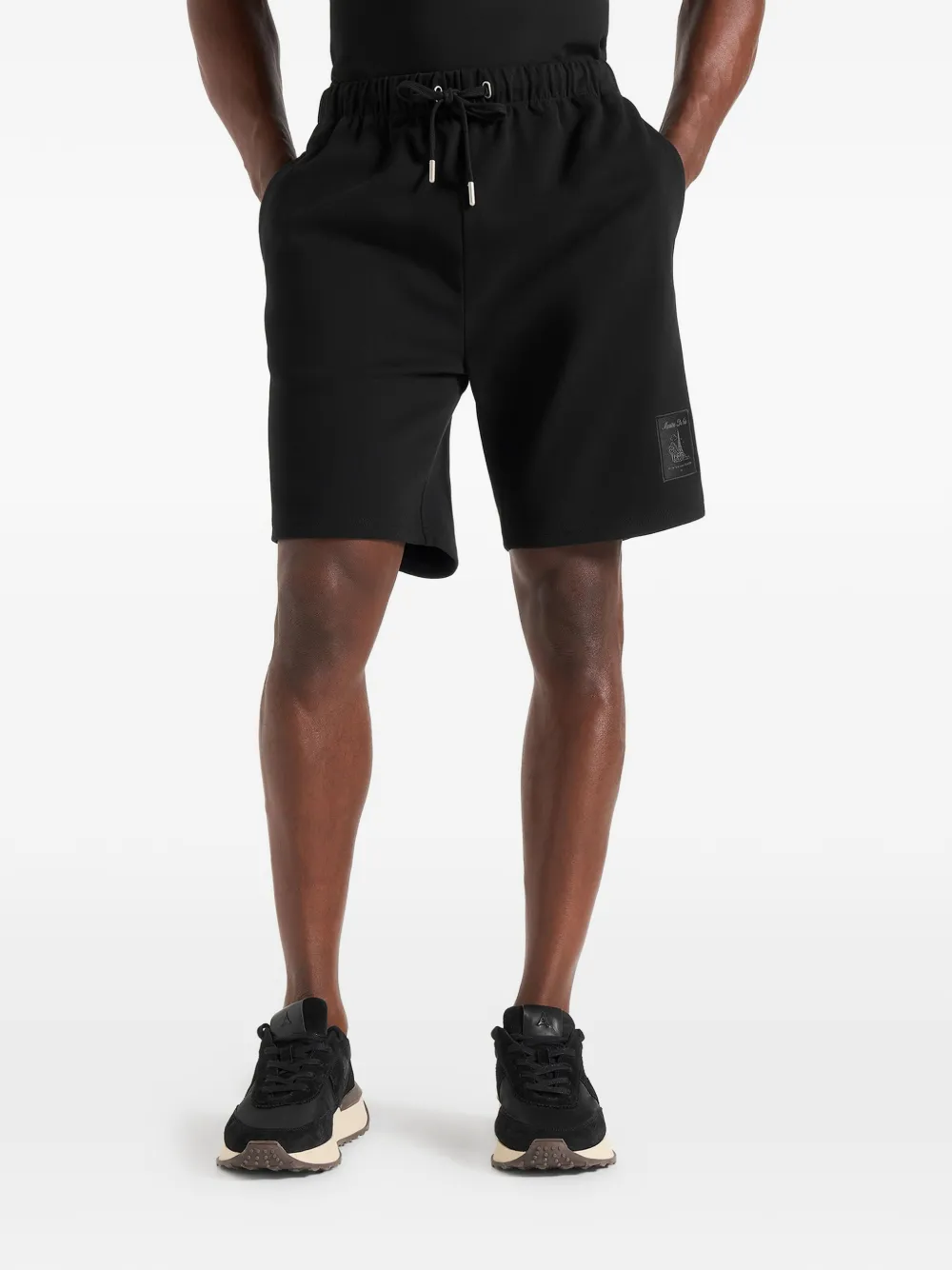 Manière De Voir logo-patch drawstring shorts - Nero