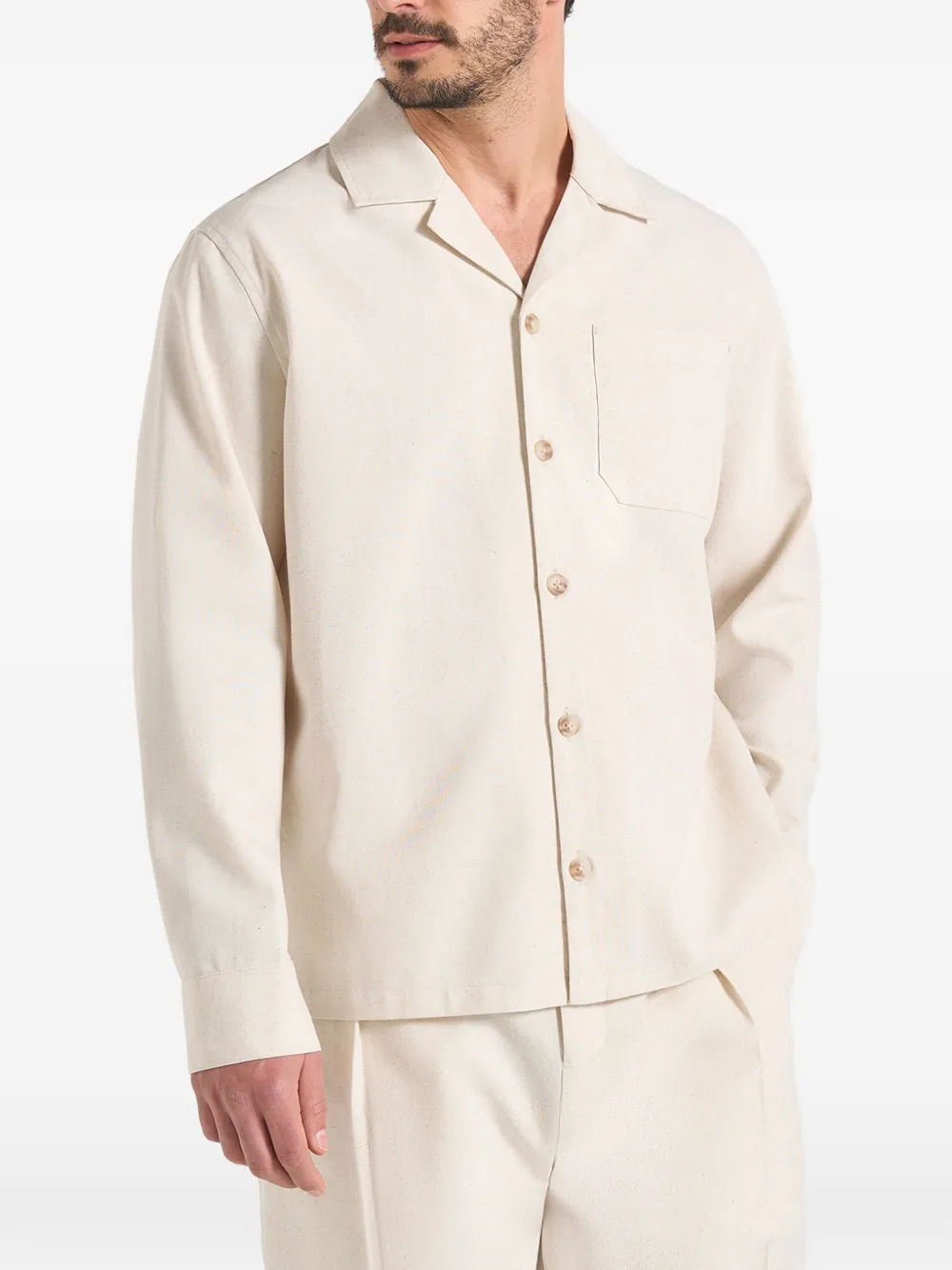 Manière De Voir Constant linnen overhemd met lange mouwen Beige