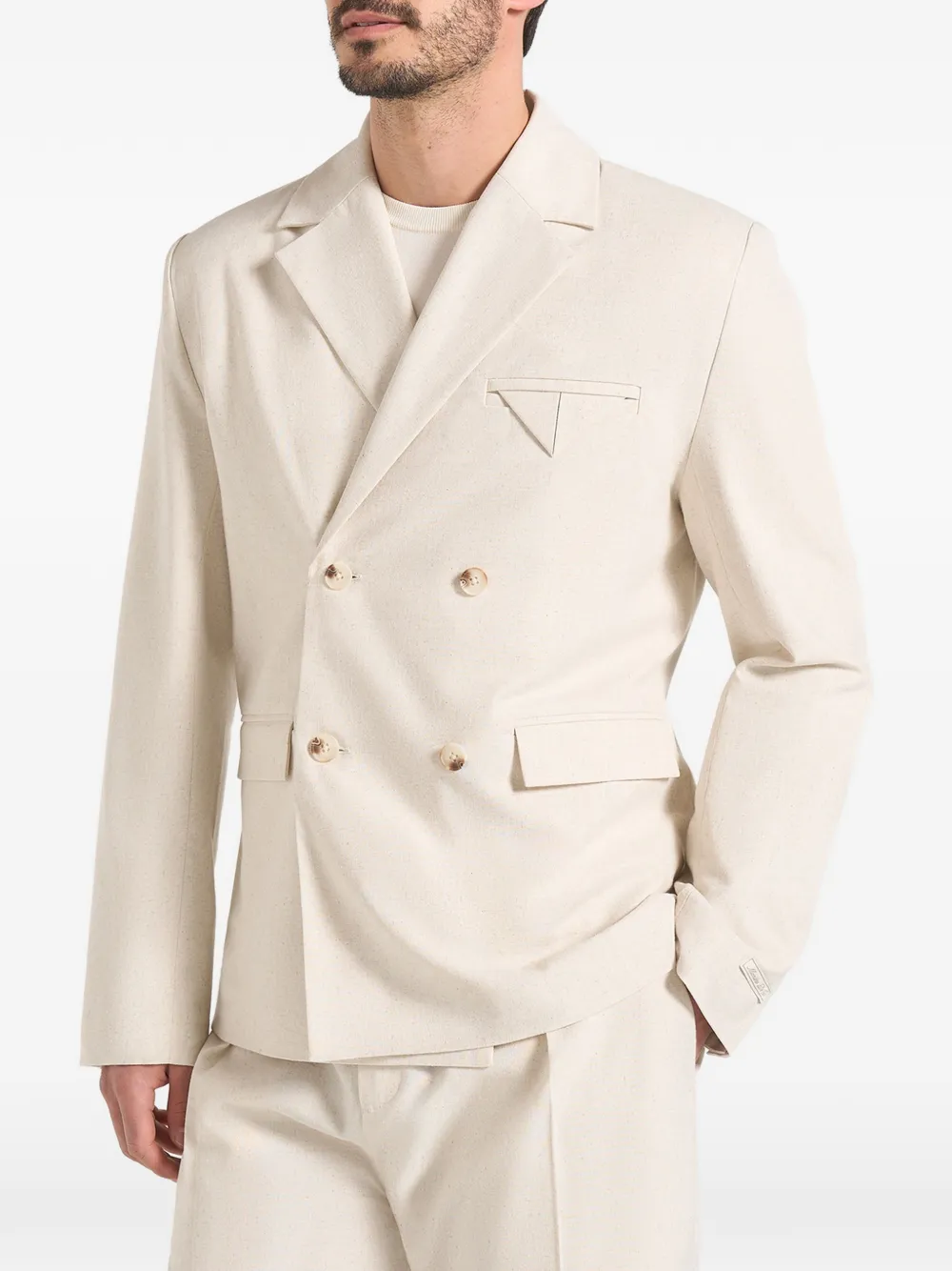 Manière De Voir Didier double-breasted linen jacket - Toni neutri