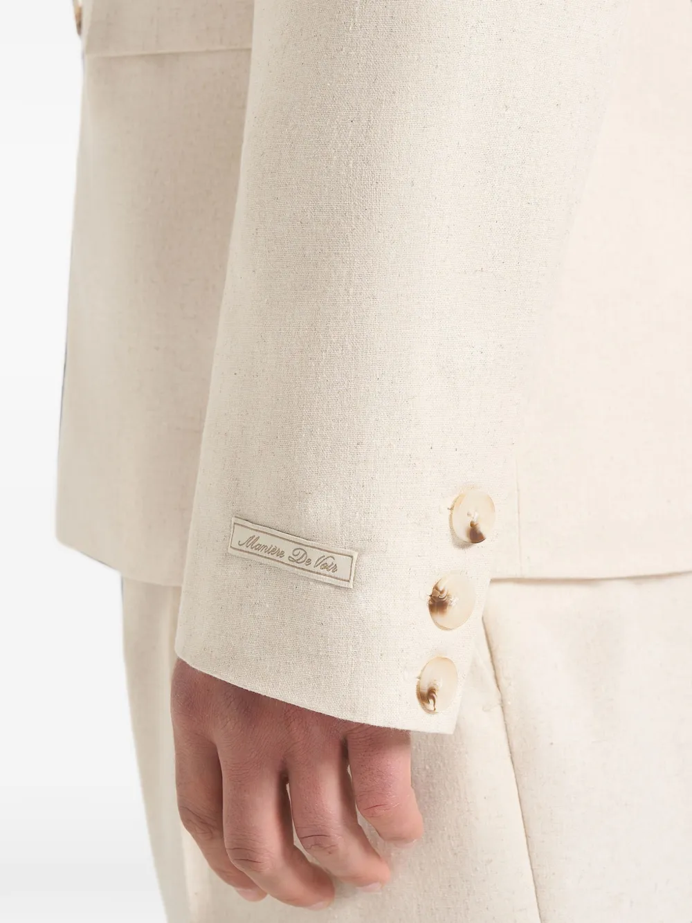 Manière De Voir Didier linnen blazer met dubbele rij knopen Beige