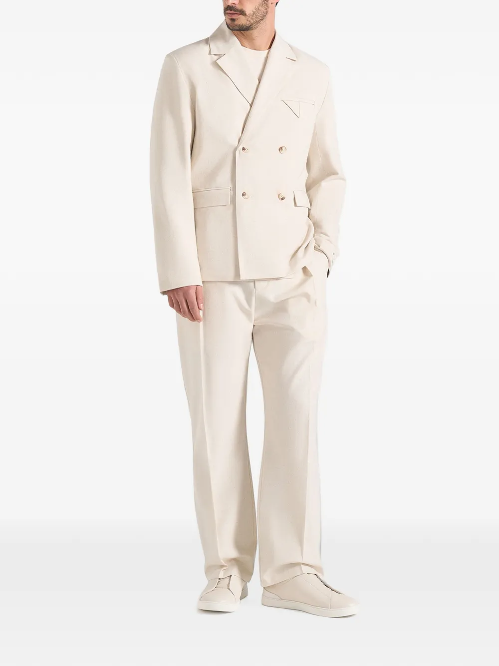 Manière De Voir Didier linnen blazer met dubbele rij knopen Beige