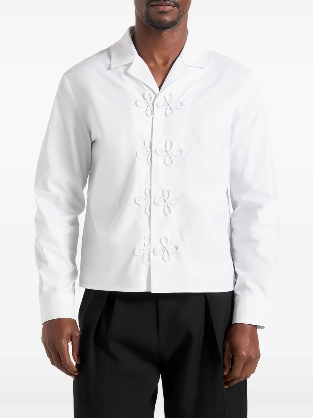 Manière De Voir Valen appliqué-detail long-sleeve shirt - Bianco