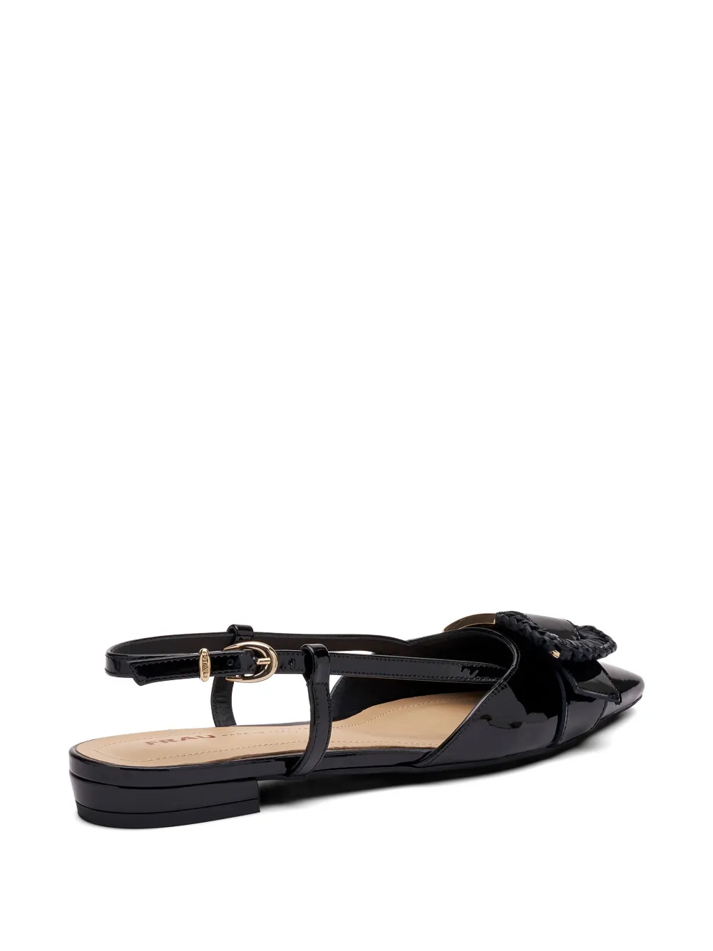FRAU raffia-detail patent leather pumps Zwart