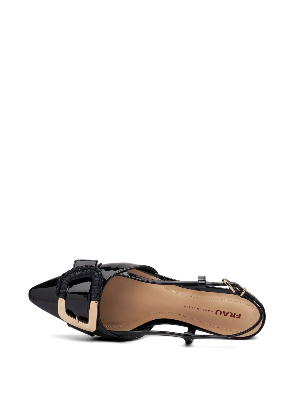 FRAU raffia-detail patent leather pumps Zwart