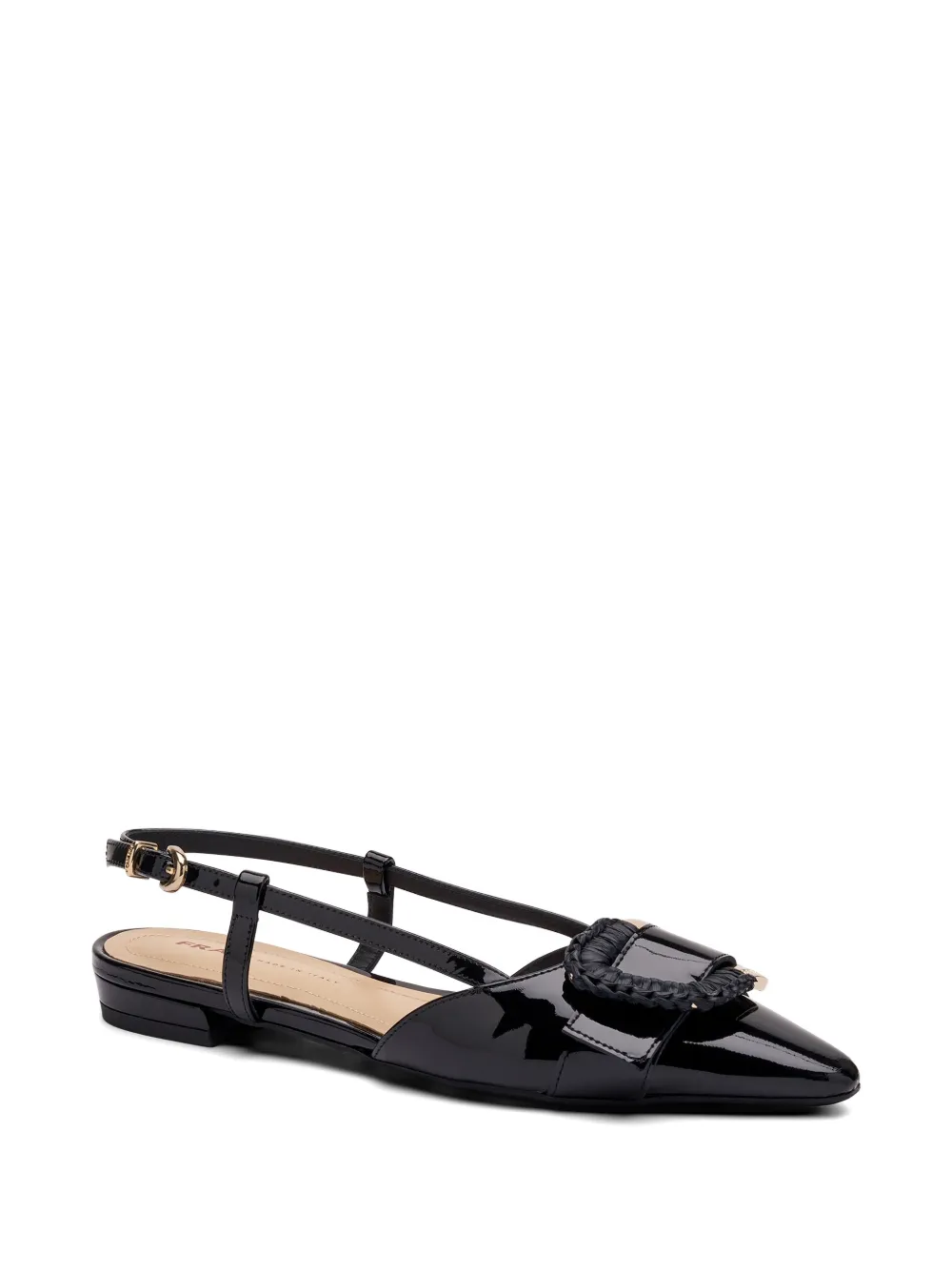 FRAU raffia-detail patent leather pumps - Nero