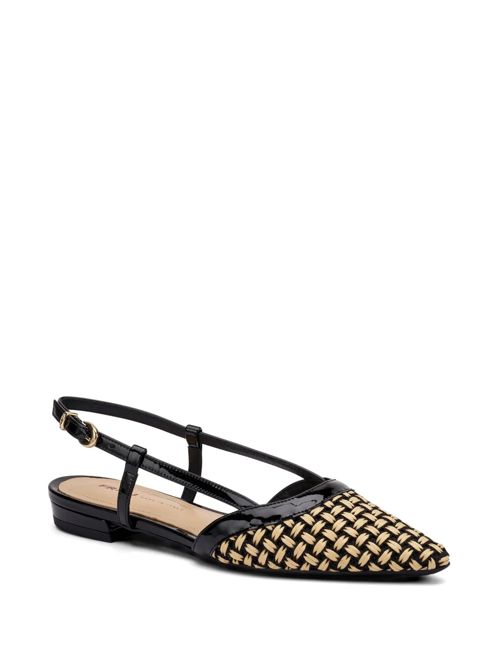 FRAU raffia patent-leather pumps Zwart