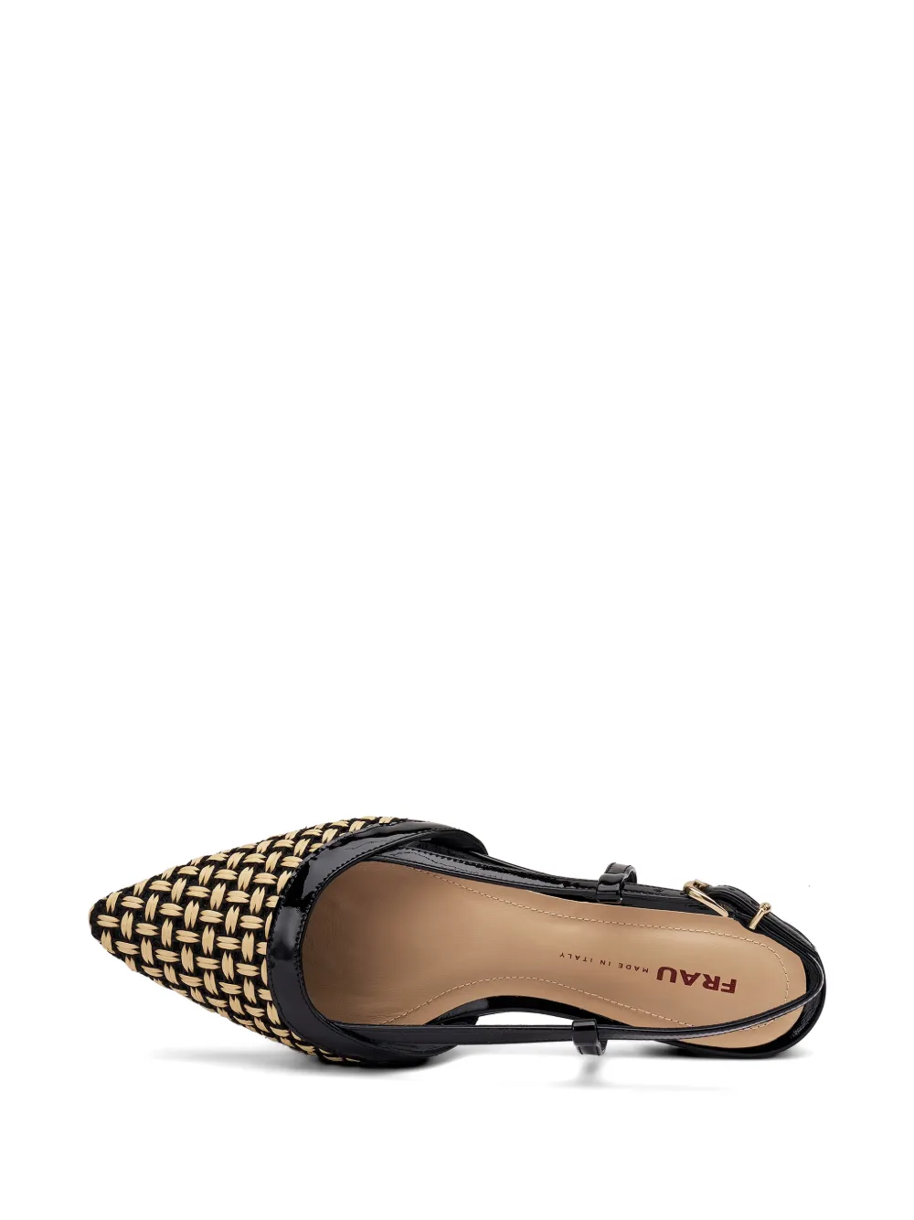 FRAU raffia patent-leather pumps Zwart