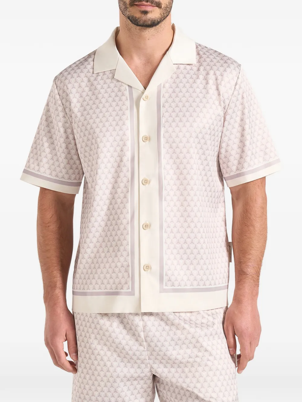 Manière De Voir Idriss Eiffel monogram satin-finish shirt - Toni neutri