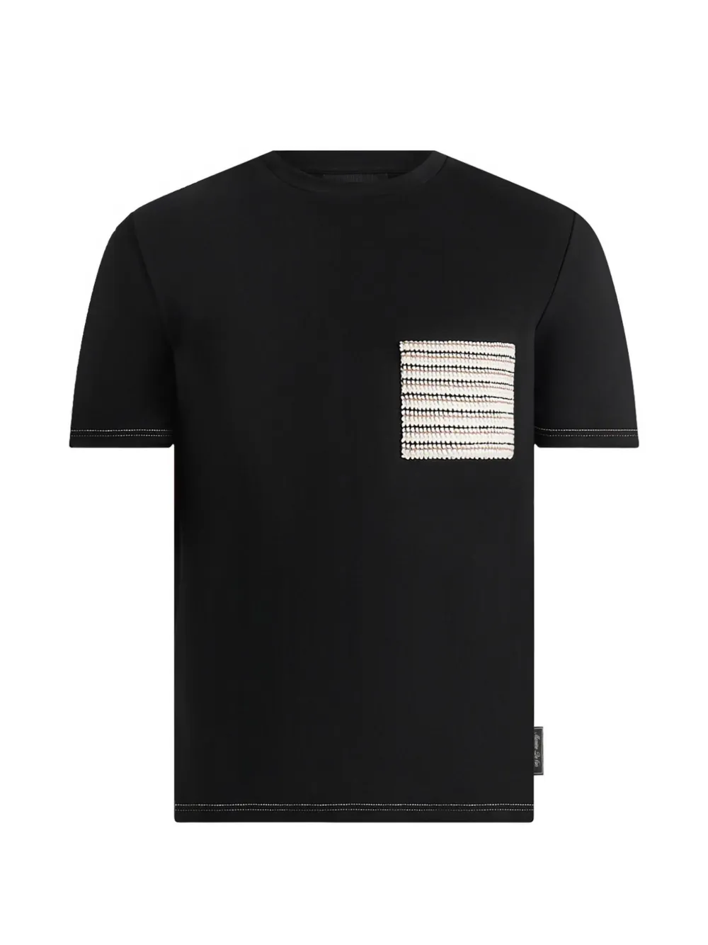 Manière De Voir Joris in black whipstitch pocket-detail T-shirt