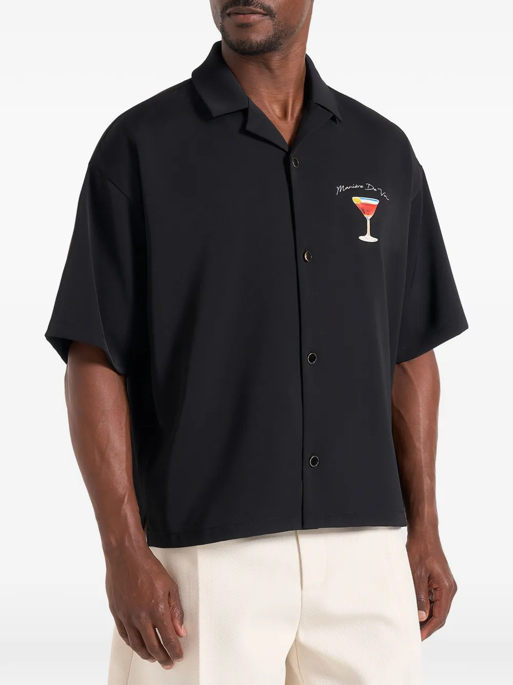 Manière De Voir St. Barts graphic-print revere-collar shirt - Nero