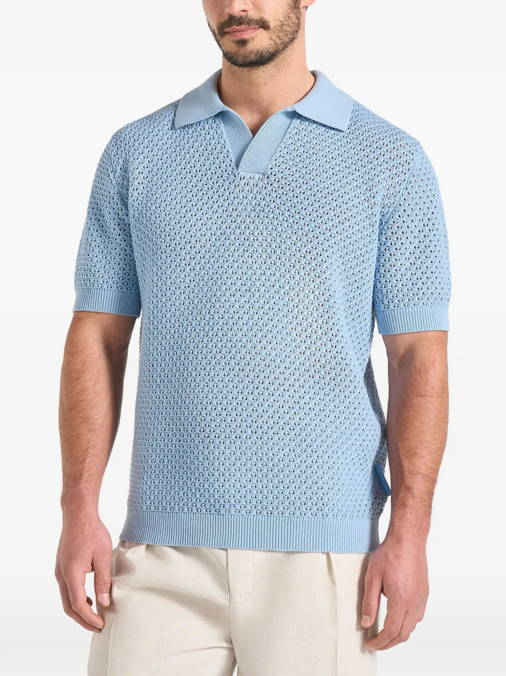 Manière De Voir Conrad pointelle-knit polo T-shirt - Blau
