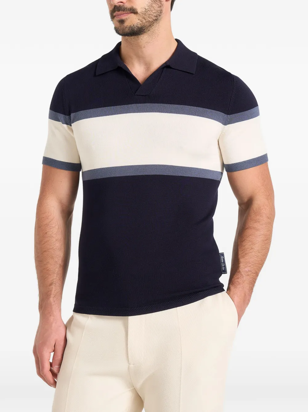 Manière De Voir Enzo colour-block V-neck polo T-shirt - Blu