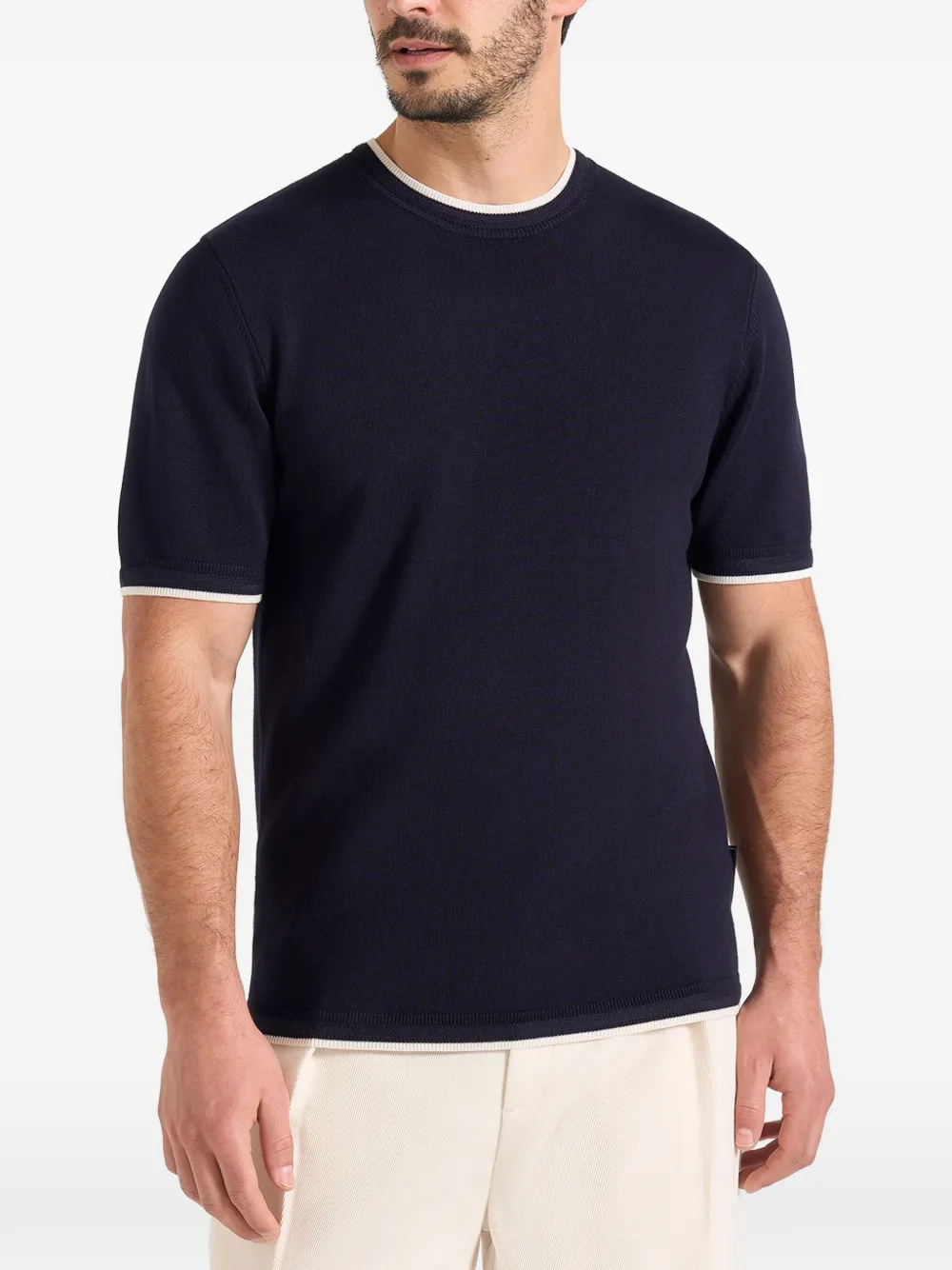 Manière De Voir Wyatt contrast-trim T-shirt - Blu