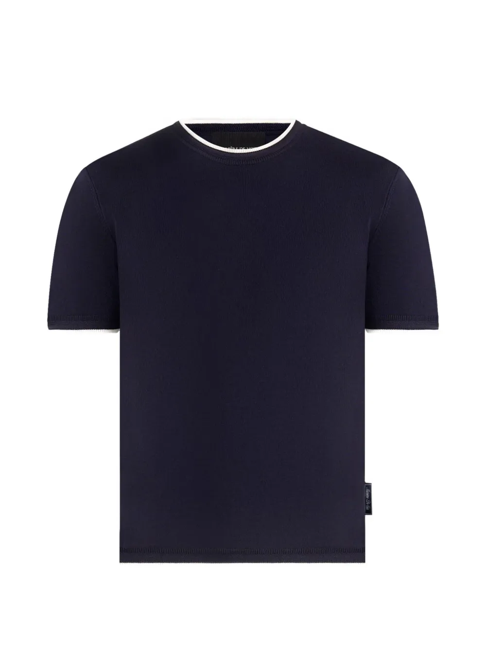 Manière De Voir Wyatt in navy contrast knit T-shirt