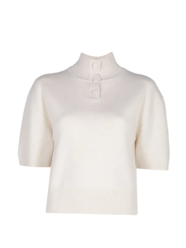 Brandon Maxwell Kinley Short-sleeve Sweater in Neutrals