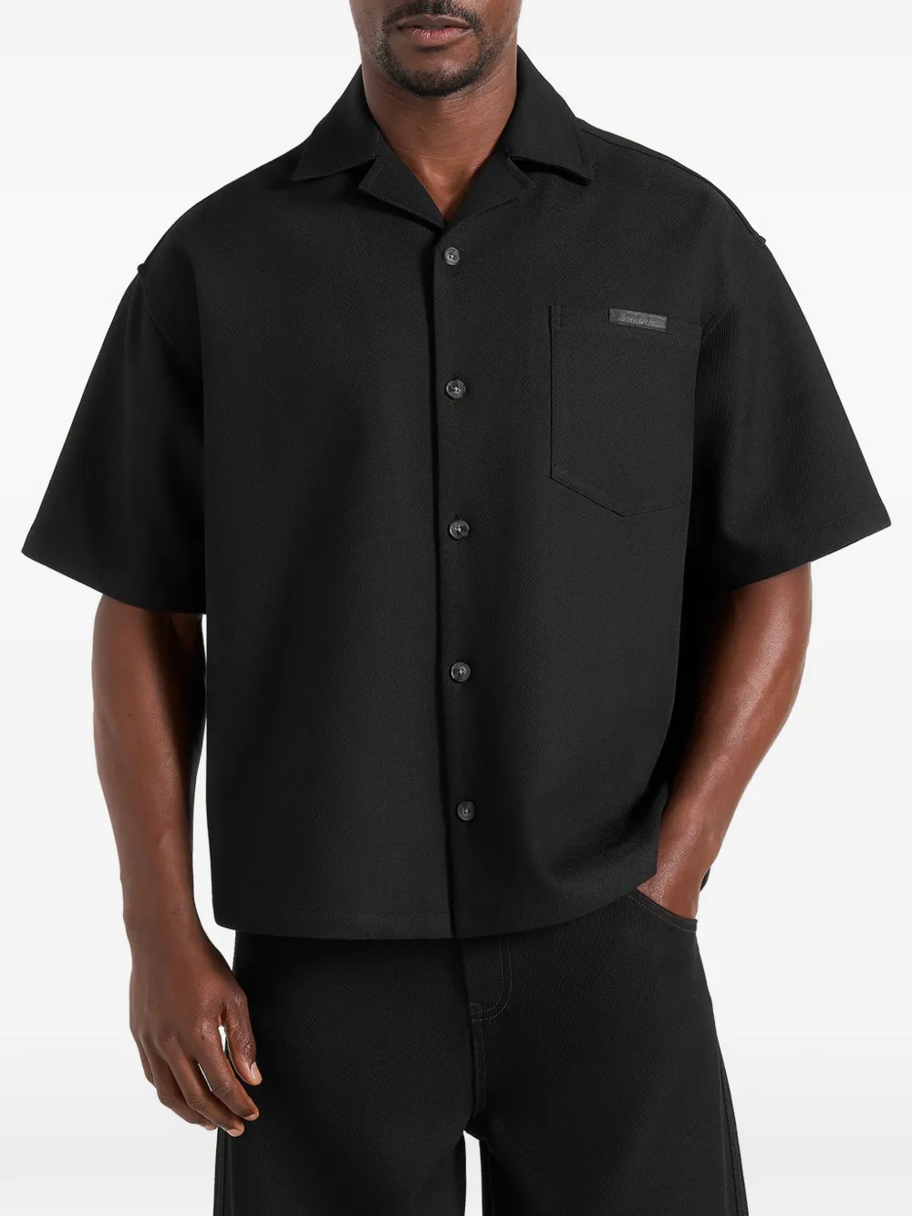Manière De Voir Brook twill boxy shirt - Nero