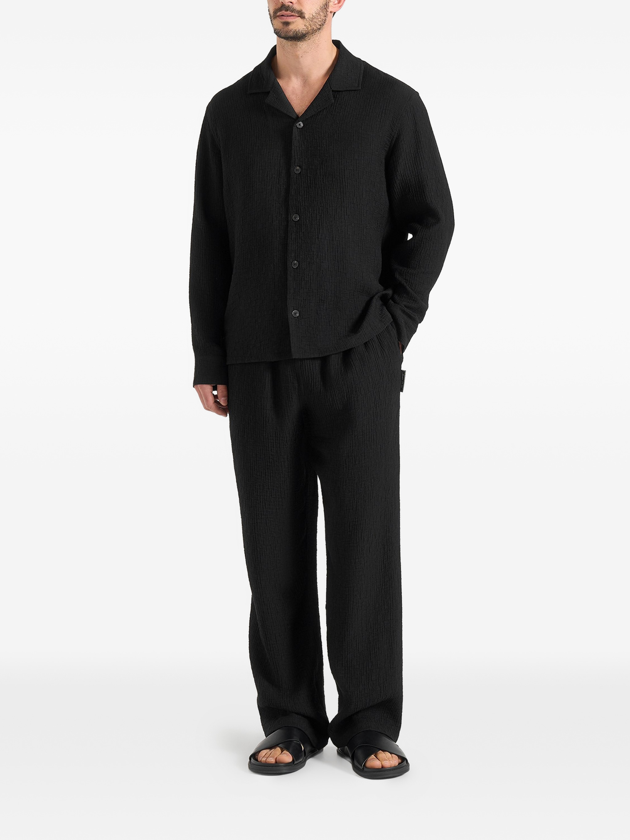 Addison unisex textured relaxed fit trousers — Image 3