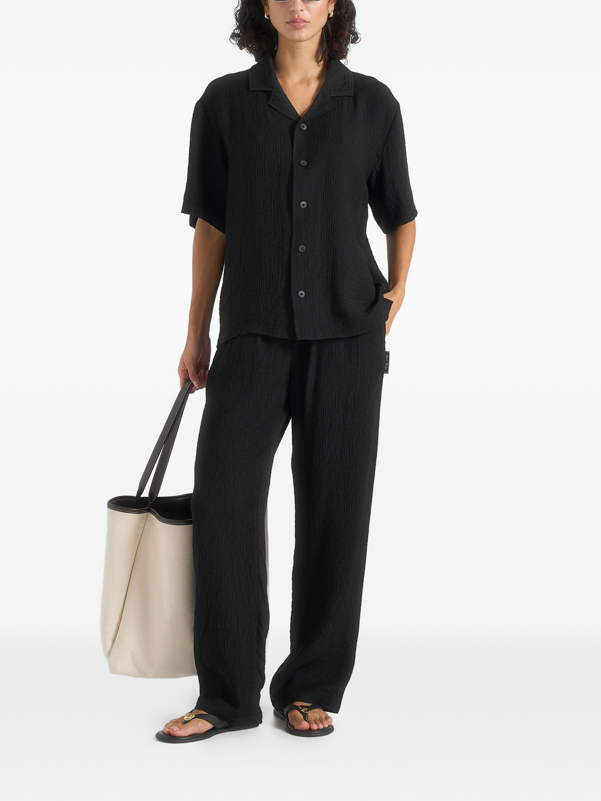 Addison unisex textured relaxed fit trousers — Image 6