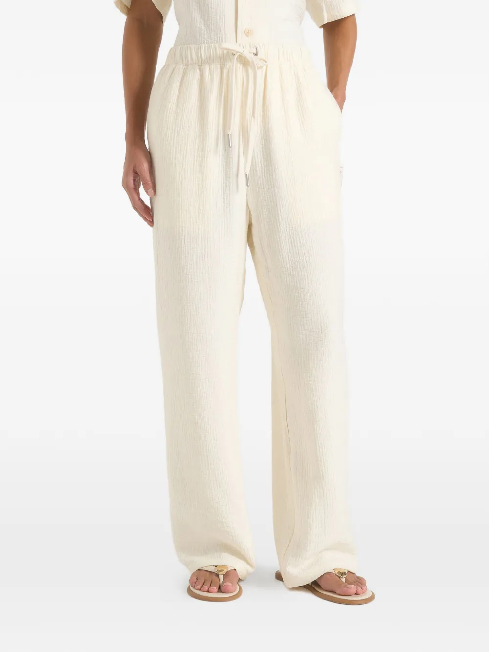 Manière De Voir Addison textured drawstring trousers - Neutrals