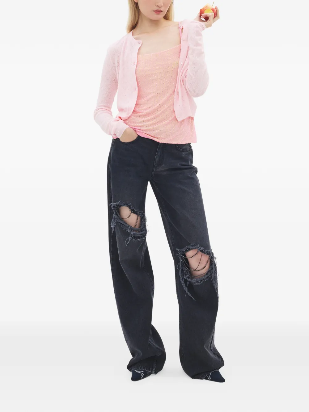 AREA Top met kristallen Roze