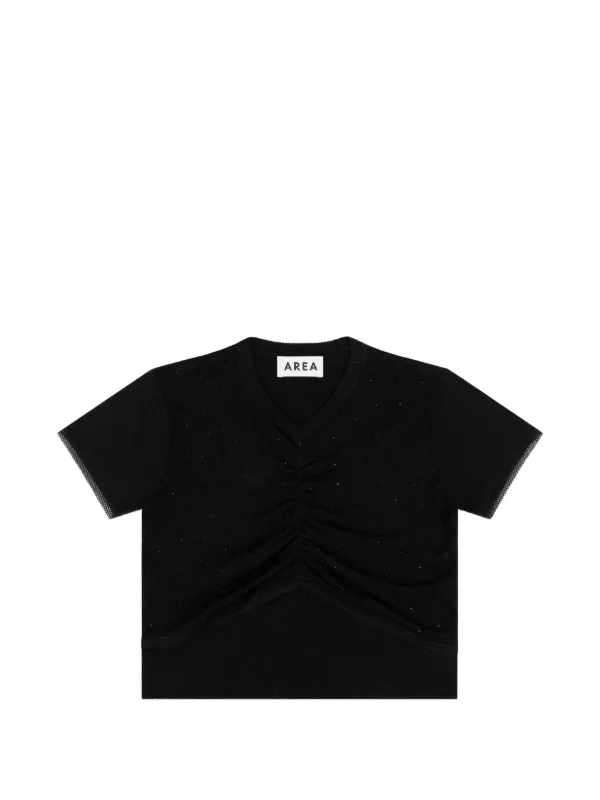 Area Crystal-embellished Ruched Top in Black