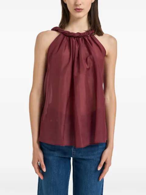 Semicouture braided-neck sleeveless blouse