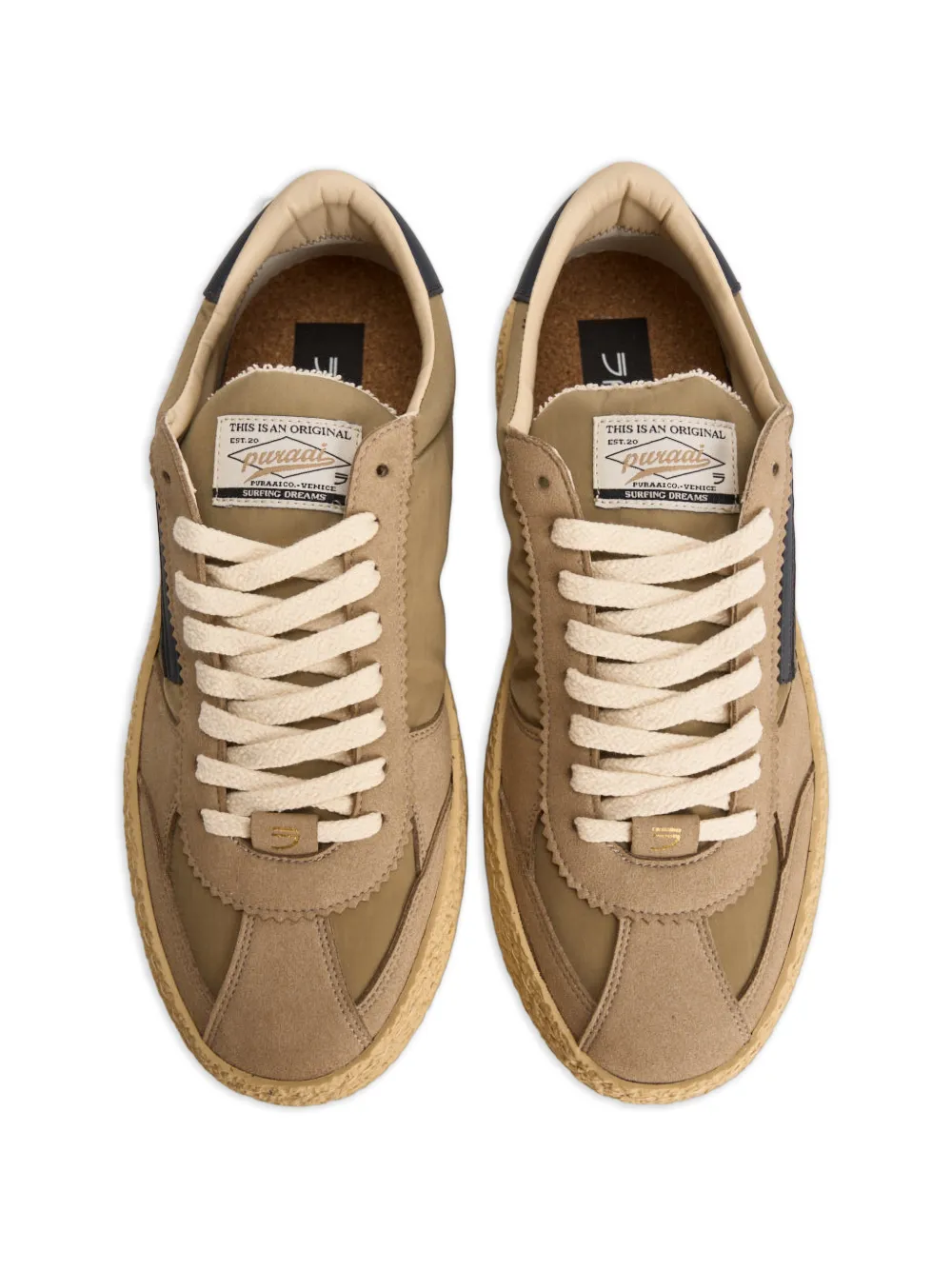 Puraai logo-patch panelled sneakers Groen