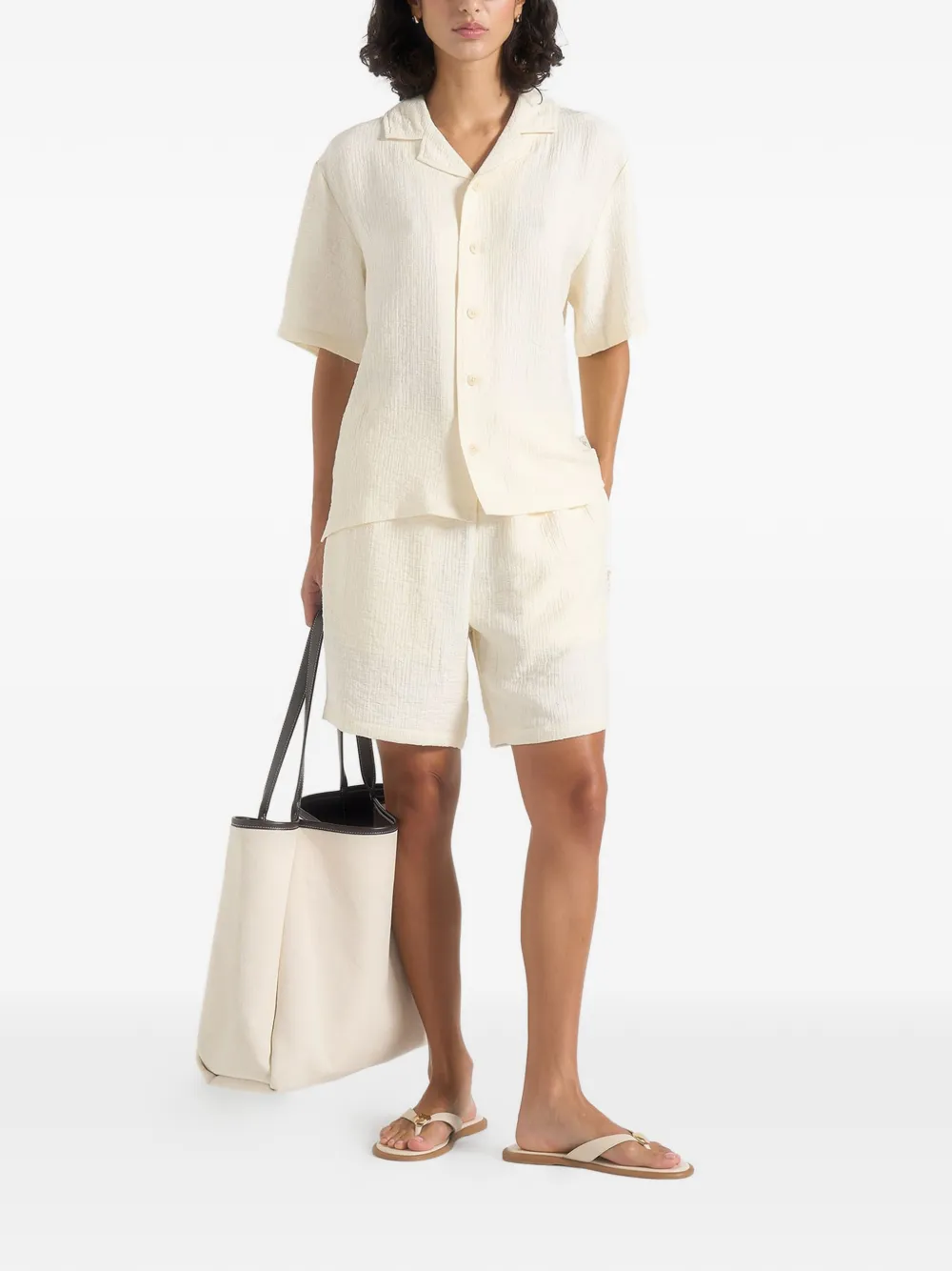 Manière De Voir Ari shorts met trekkoord en textuur Beige