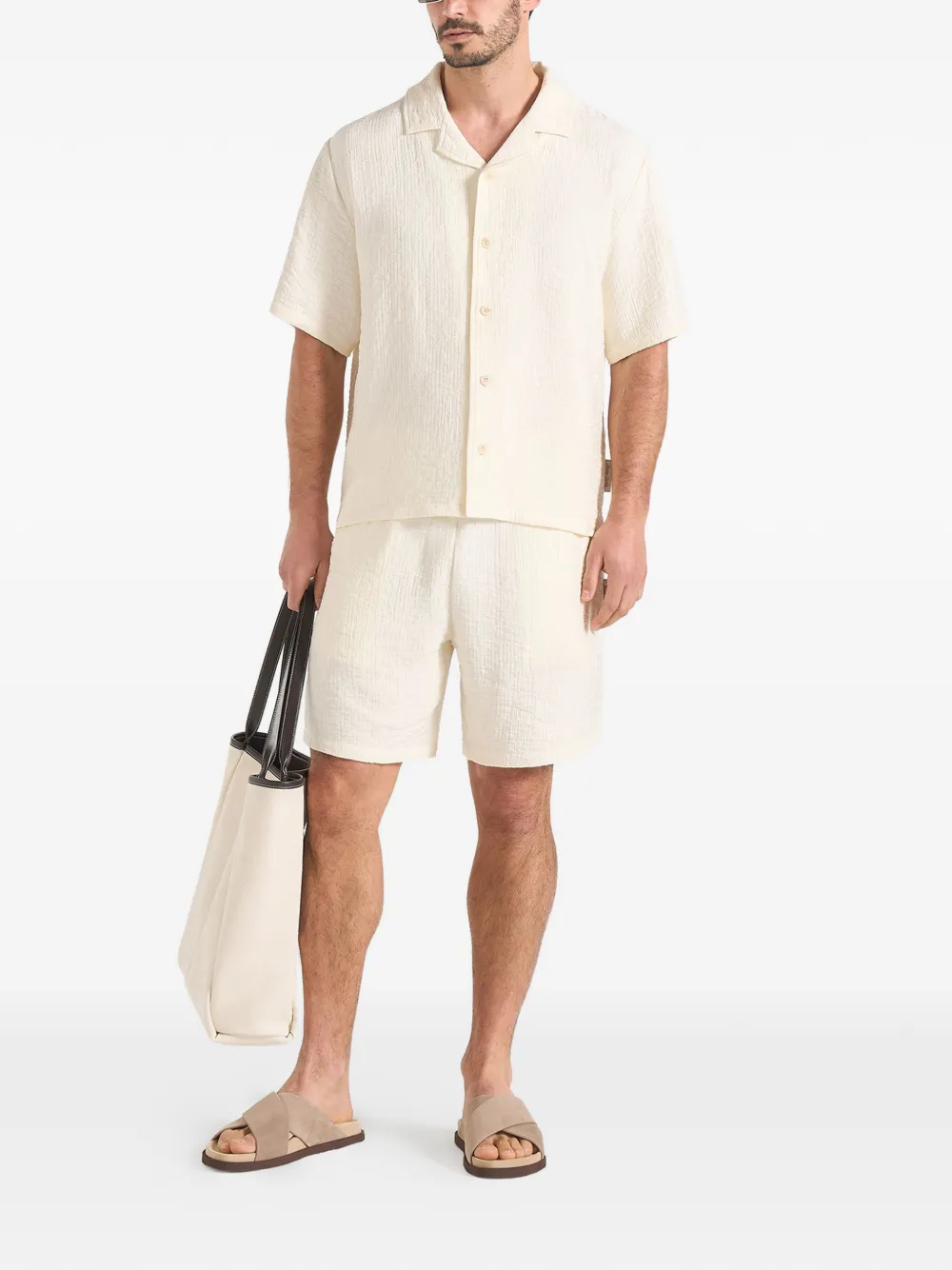 Manière De Voir Ari shorts met trekkoord en textuur Beige