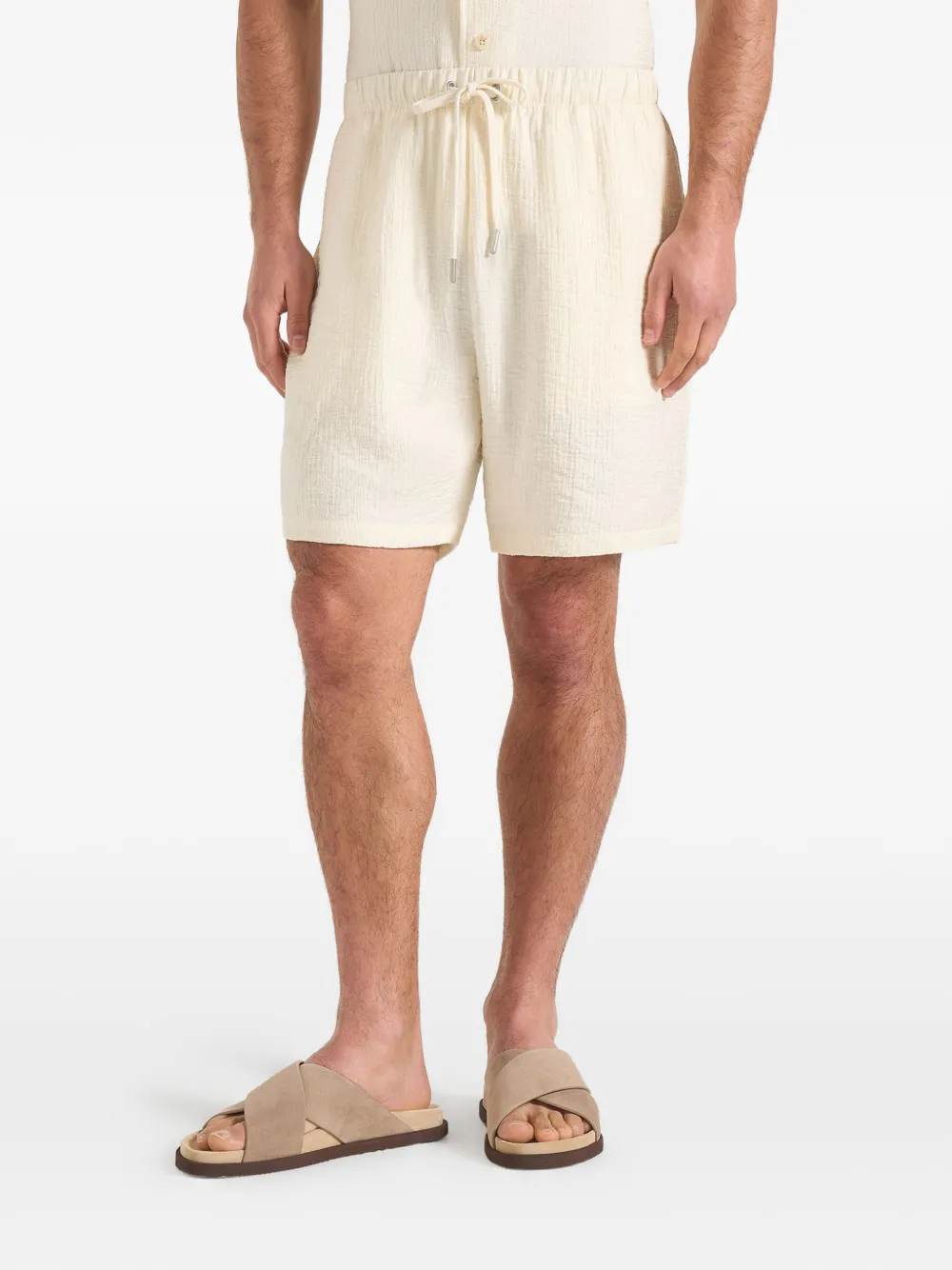 Manière De Voir Ari textured drawstring shorts - Toni neutri