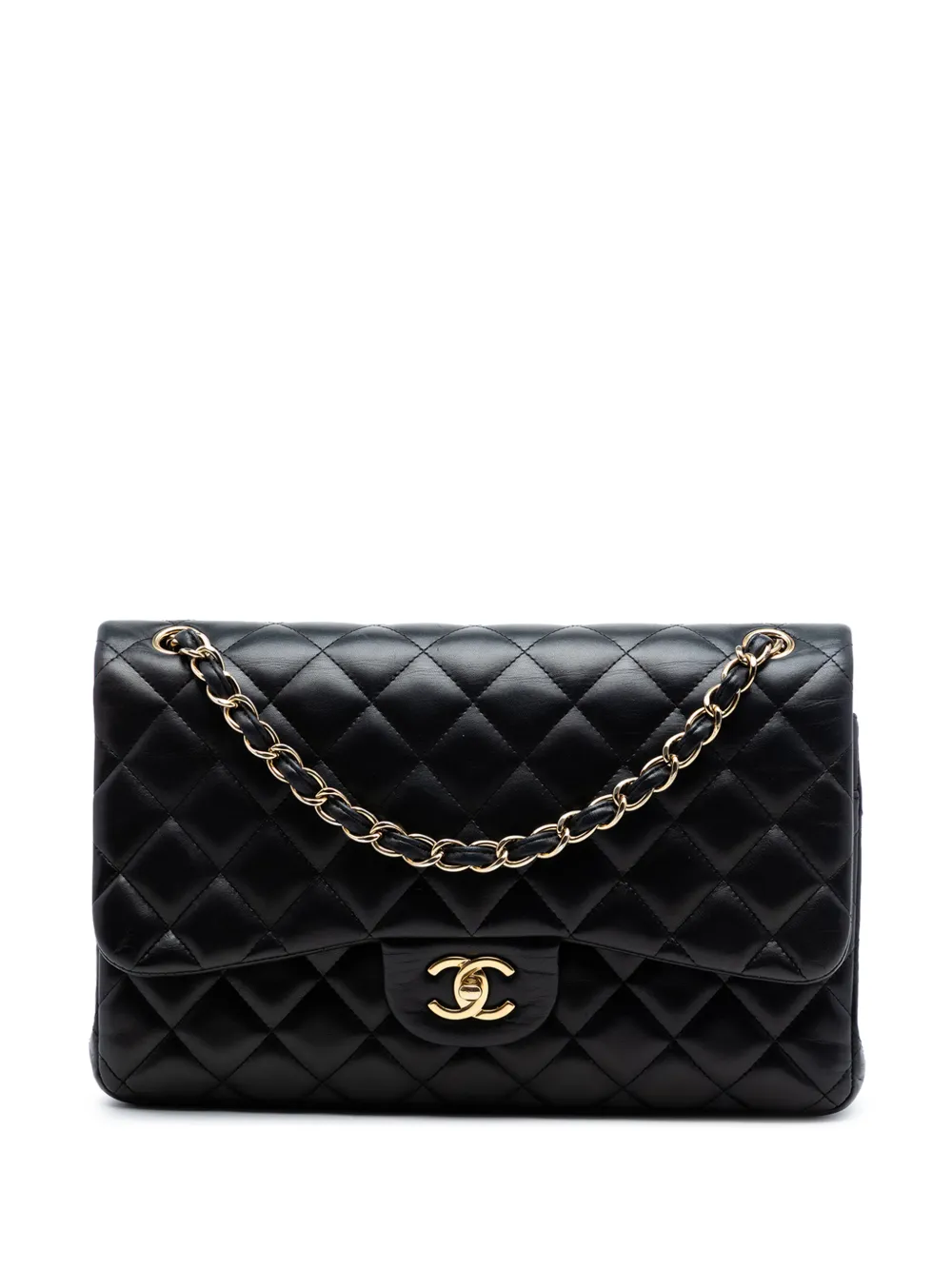 CHANEL Pre-Owned 2010-2011 Jumbo Classic Lambskin Double Flap shoulder bag - Black