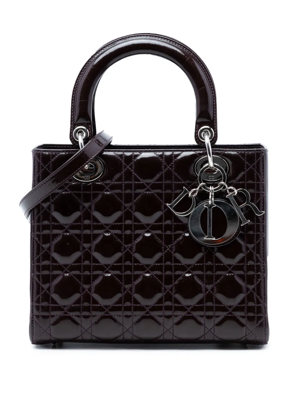 Christian Dior Pre-Owned 2009 Medium Patent Cannage Lady Dior satchel - Violett