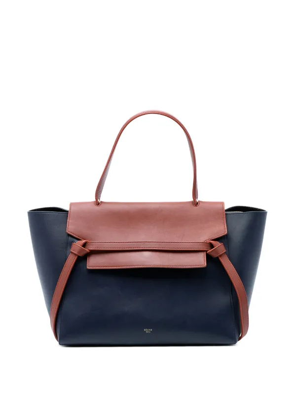 Celine Pre-owned 2014 Mini Bicolor Smooth Calfskin Belt Bag Satchel in Blue