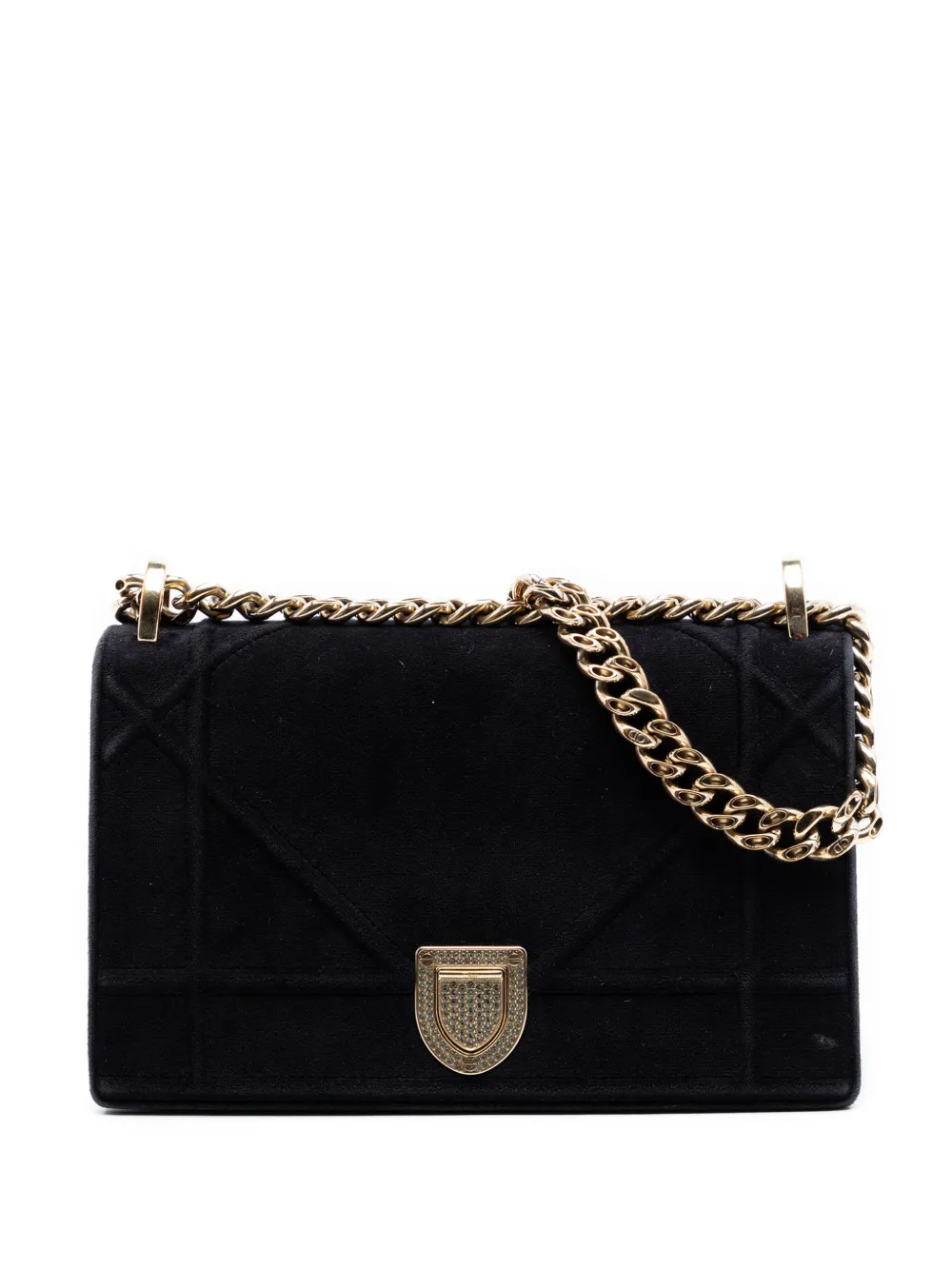 Christian Dior Pre-Owned 2019 Small Velvet Diorama Flap crossbody bag - Nero
