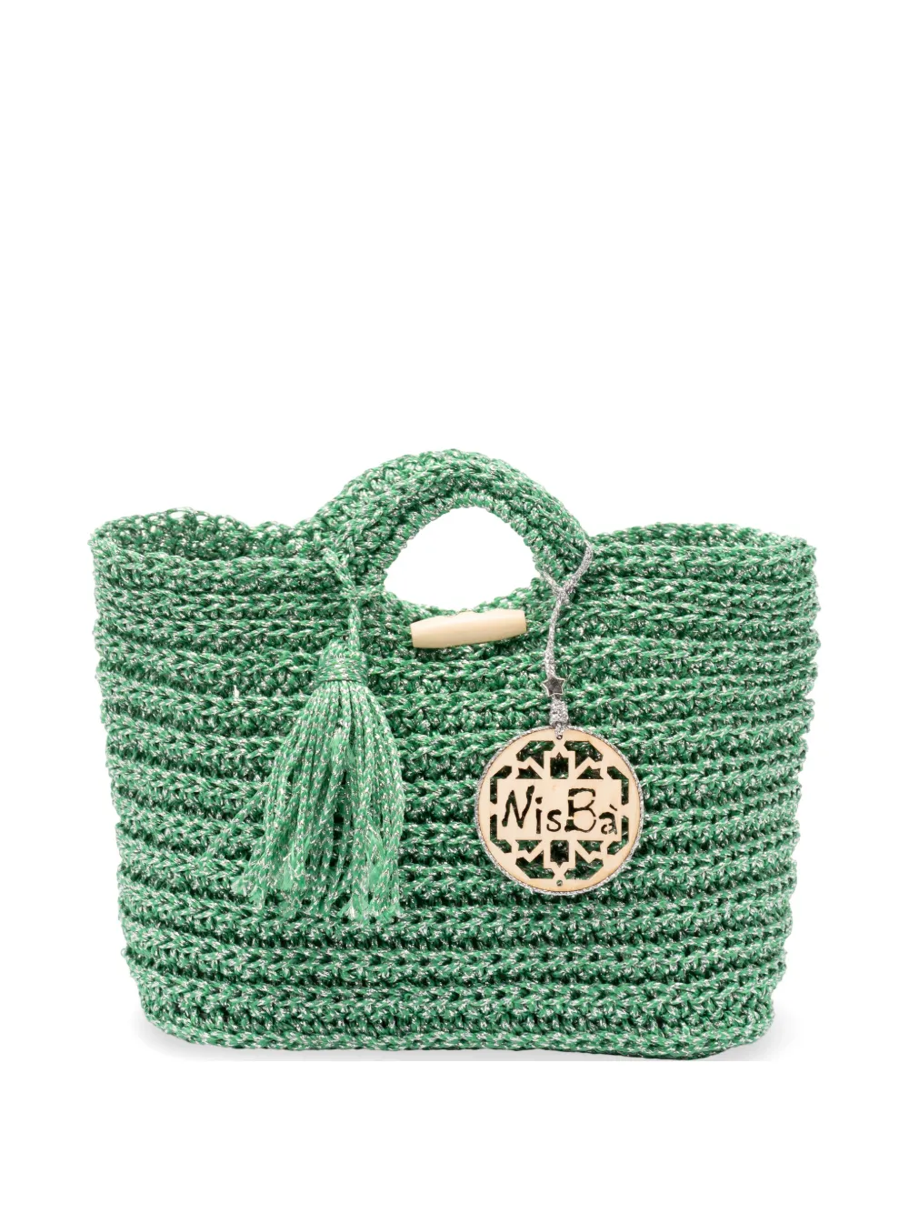 NisBà Borsa tote con nappa - Verde