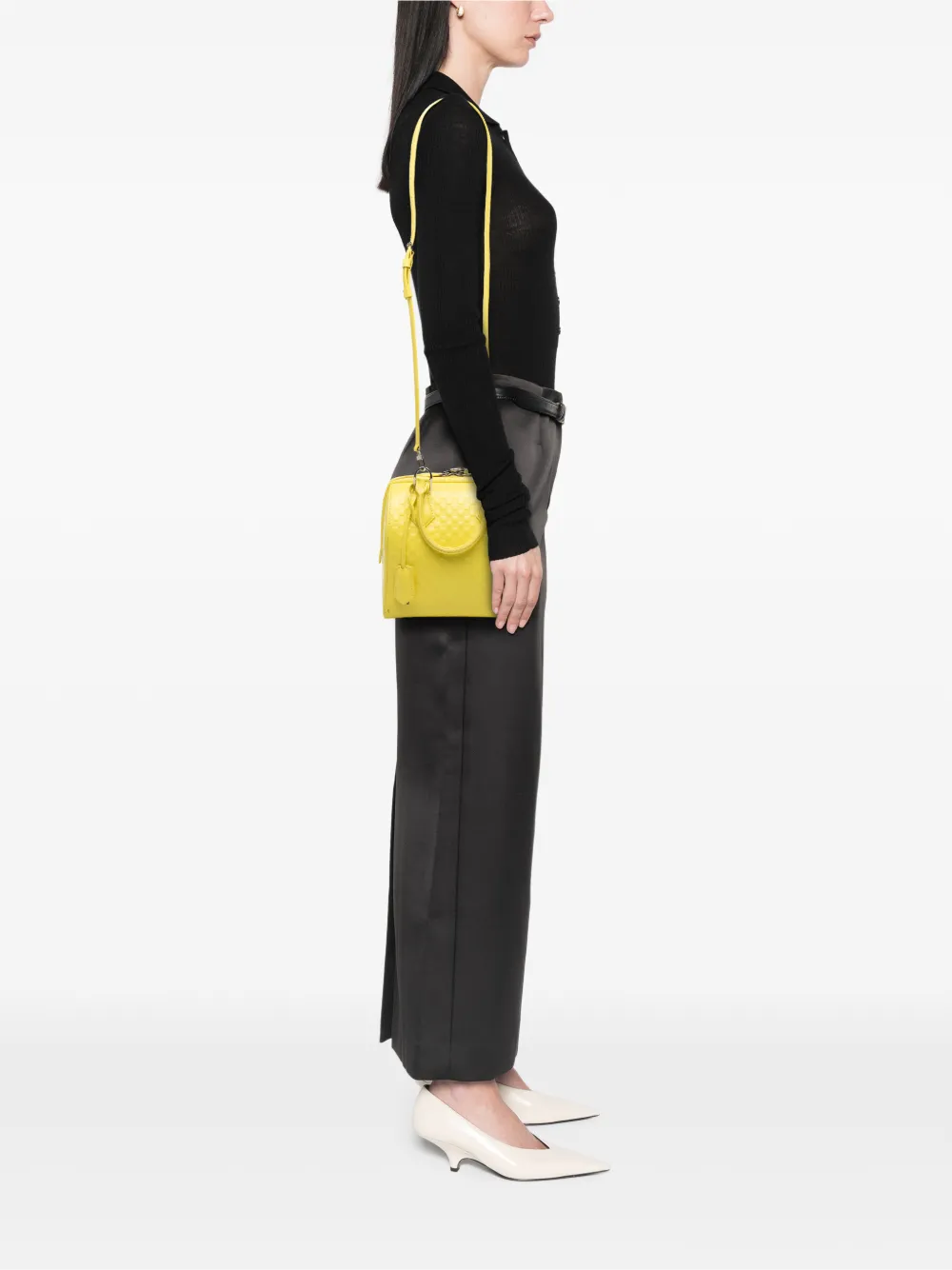 Pre-owned Louis Vuitton 2013 Damier Facette Speedy Cube Pm Satchel In Yellow