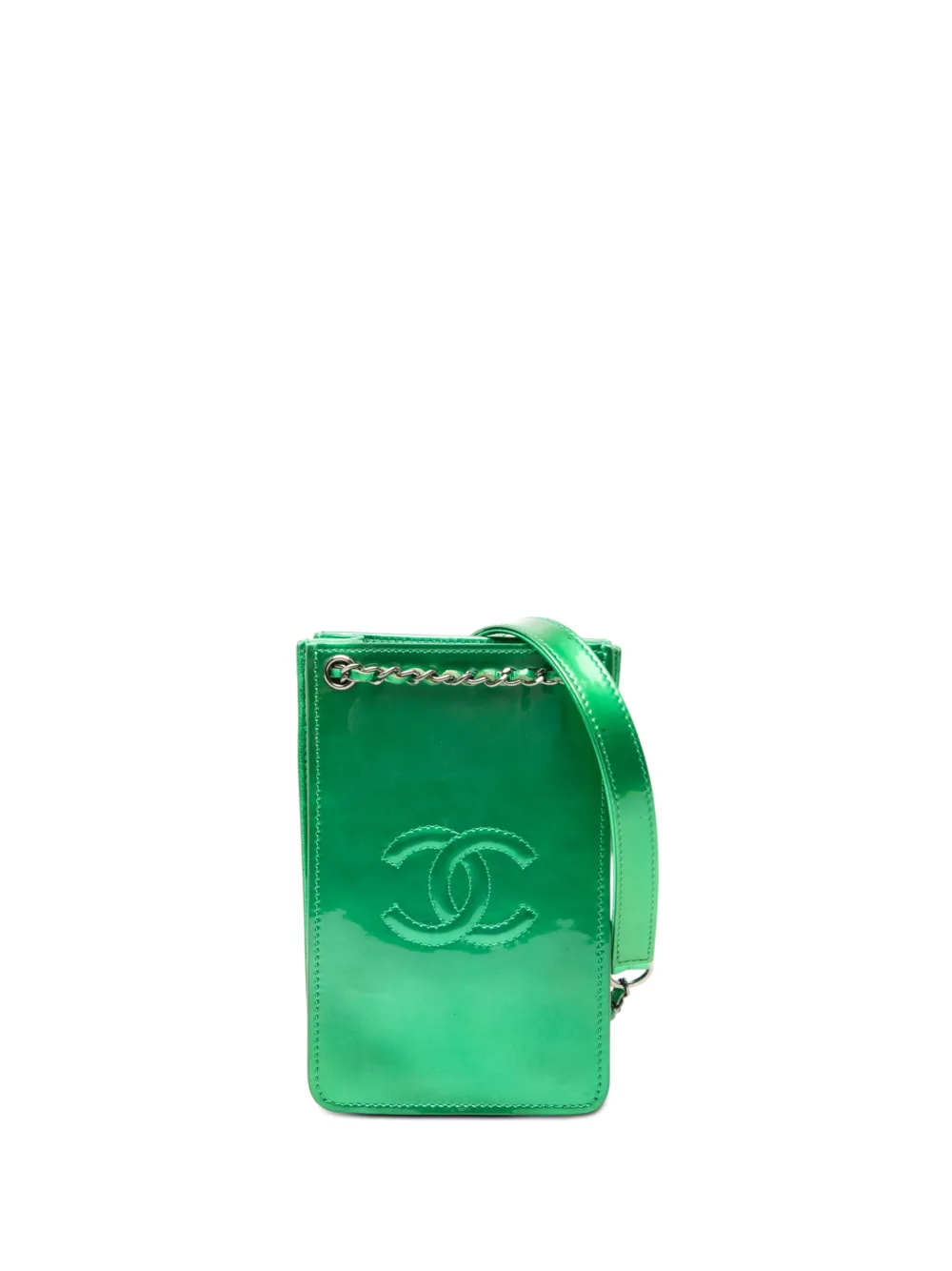 CHANEL Pre-Owned 2014 CC Patent Phone Holder crossbody bag - Green